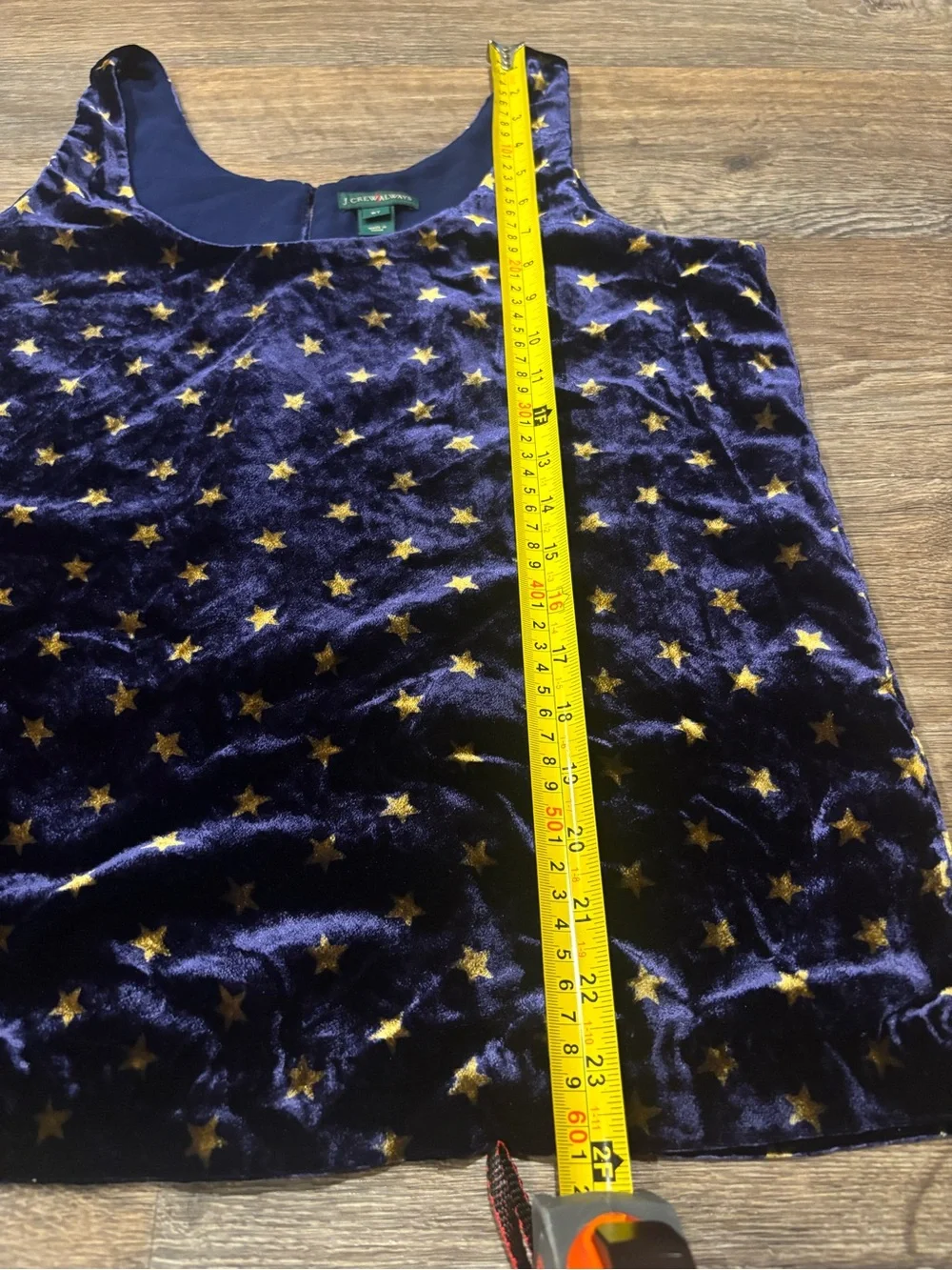 J.Crew Always Velvet Star Sleeveless Top Navy Heritage Collection Womens 8 Tall